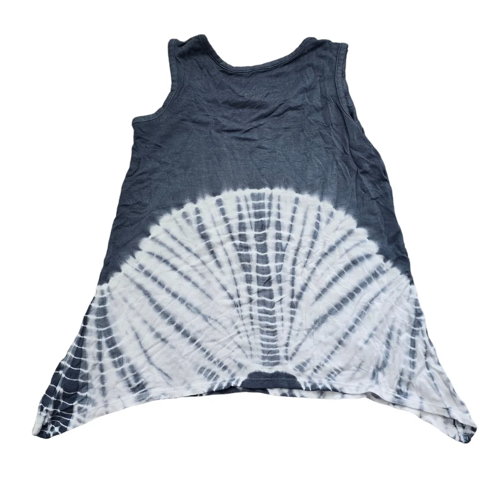 Justice Girls Size 6 7 Tie Dye Tank Top Shibori Dyeing Tunic Top Blue White